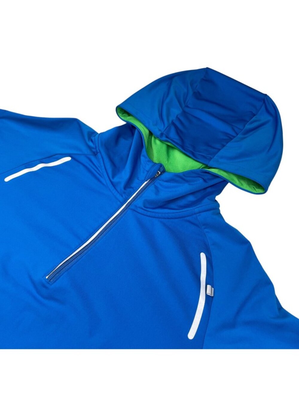 BMW Athletics Men's 1/4 Zip Fleece Lined Pullover Hoodie Blue • Large